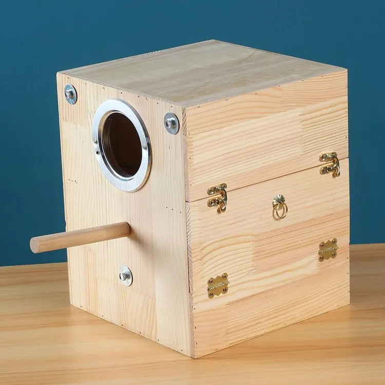 虎皮鹦鹉内挂牡丹实木鸟窝横式挂窝竖式鸟窝鸟巢户外保暖繁殖箱