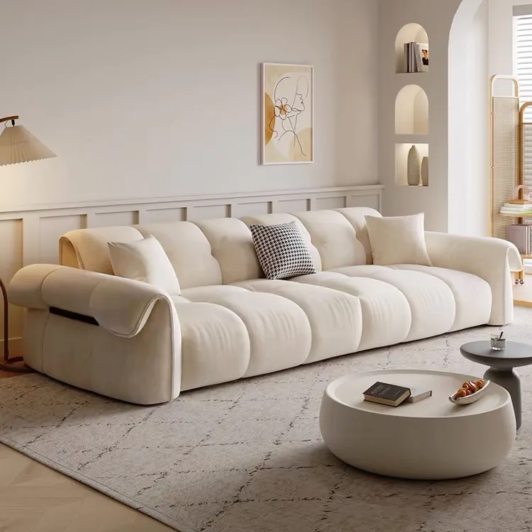 法式奶油风2024新款沙发直排小户型客厅现代简约布艺沙发肤感绒