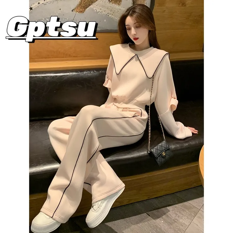 GPTSu洋气运动服套装女秋时尚卫衣宽松韩版学生休闲两件套阔腿裤