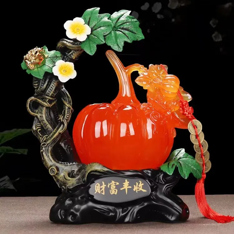 财富丰收南瓜摆件新中式客厅电视柜酒柜博古架餐边柜工艺品新房礼