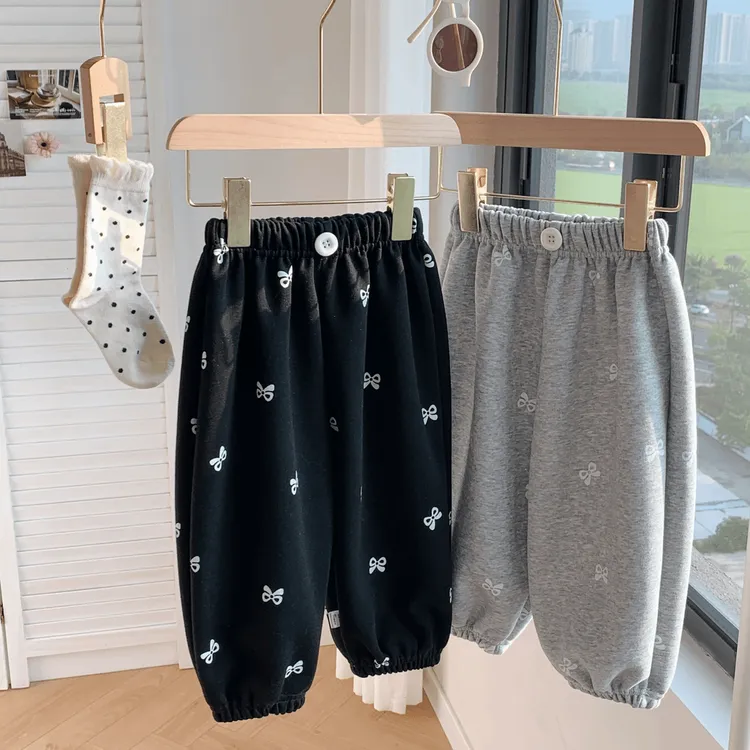 女童韩系时尚甜美满印蝴蝶结休闲裤