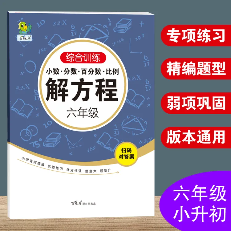 百练鸟六年级数学专项练习解比例分数方程