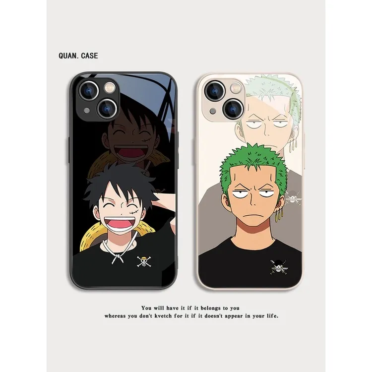 海贼王路飞适用苹果15/华为/小米/OPPO/VIVO手机壳玻璃网红新款