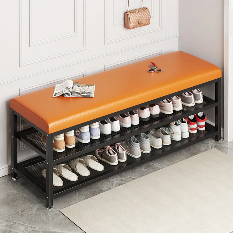 可坐式穿鞋凳入户鞋柜门口坐凳一体家用软包防尘坐垫鞋架多层组合