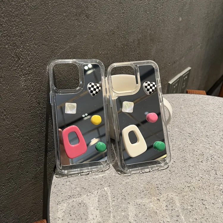 【苹果系列】ins小众高级感几何立体彩虹豆镜面壳iPhone14/13/12