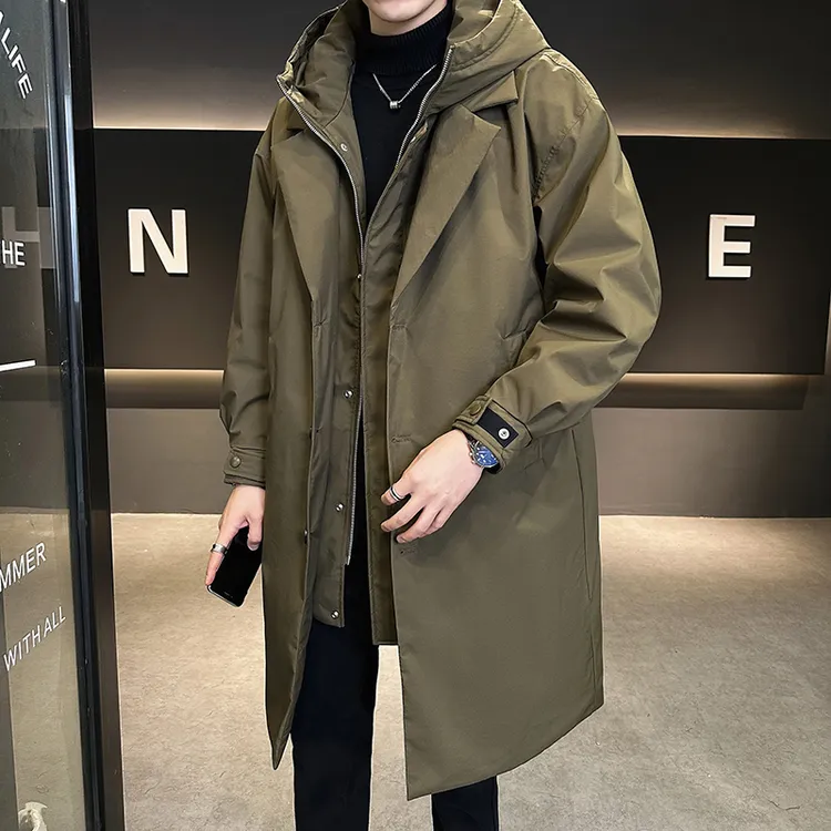 顿奇摩费涅高端时尚中长款羽绒服男冬季加厚防寒服新款风衣外套男