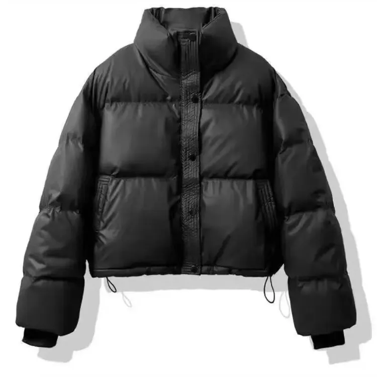 2025免洗PU棉服棉衣女短款冬季加厚立领新款面包服小个子外穿外套