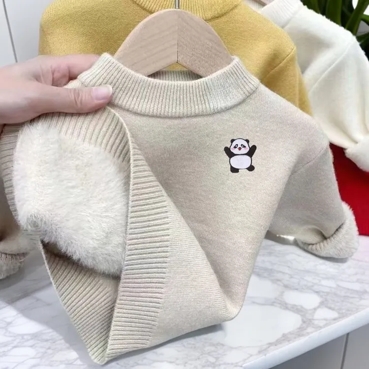 儿童半高领毛衣针织衫加厚男童可爱动漫刺绣秋冬装新款毛衣女童