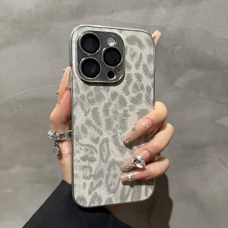 小众豹纹全包镜头适用苹果16Promax手机壳17Pro新款14pro/13防摔