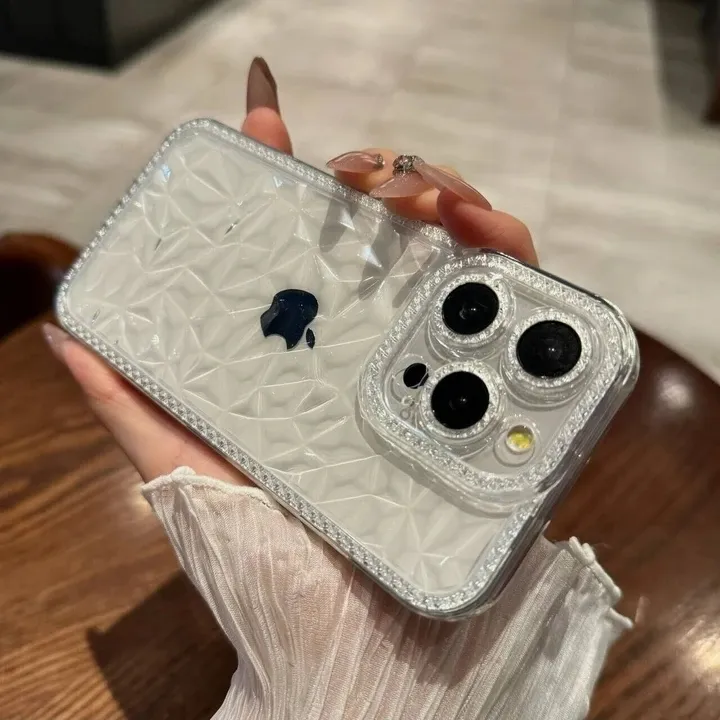 高级钻石纹适用苹果16pro/15promax手机壳iphone13透明12全包14pm