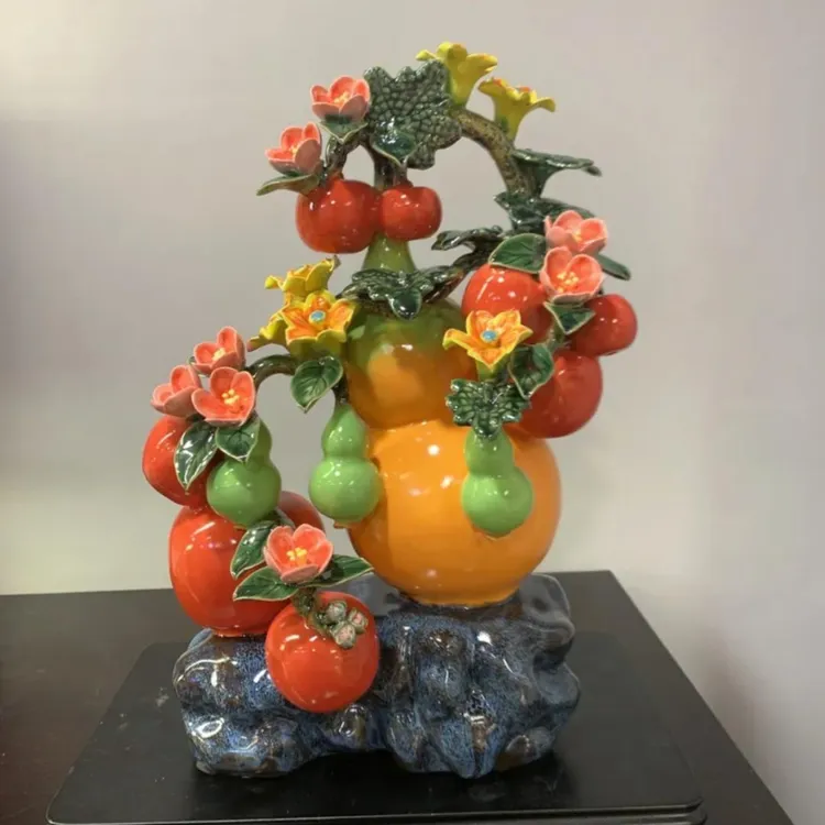 黎采《平安喜乐》五福临门陶瓷葫芦摆件客厅中式工艺品玄关电视柜