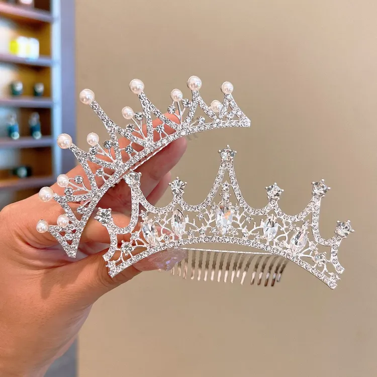女童皇冠头饰儿童王冠演出公主水钻插梳发夹发饰小女孩宝宝韩式