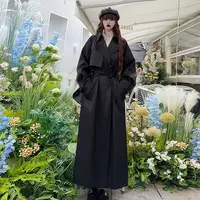 经典廓形大翻领双排扣中长款气质风衣外套女2024新款休闲百搭大衣