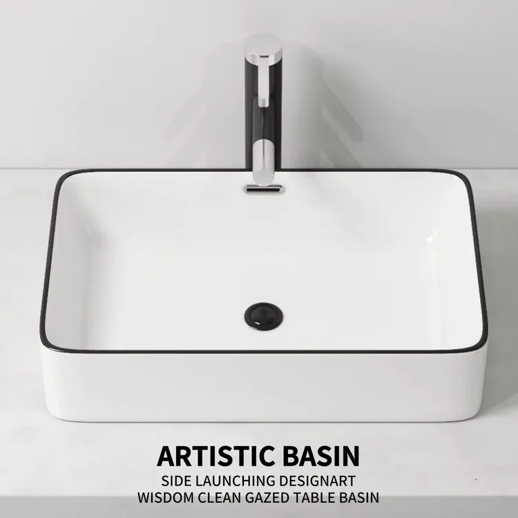 纯白陶瓷台上盆洗手盆阳台卫生间大小尺寸方形圆形家用洗脸盆