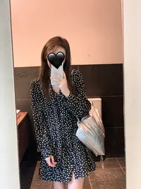 春夏法式气质显瘦黑色碎花连衣短裙（小个子定制）