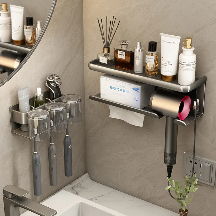 吹风机置物架卫生间戴森电吹风放置支架免打孔浴室洗漱台厕所挂架
