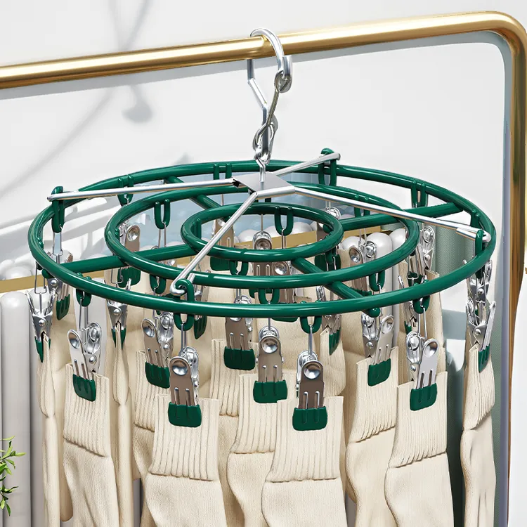 优勤不锈钢袜子晾衣架多夹子防风挂袜子架多功能内衣裤晒袜子家用