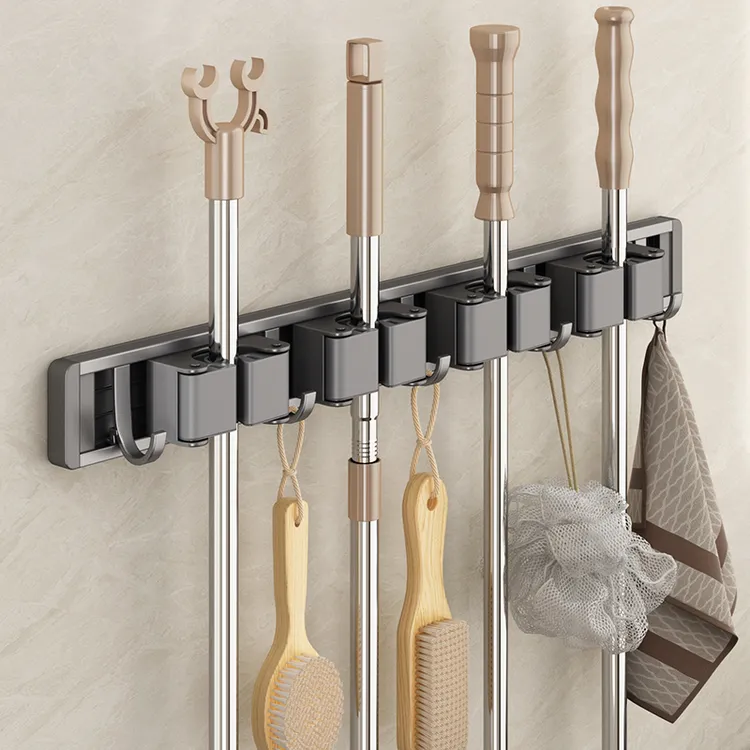 优勤免打孔强力挂钩神器拖把壁挂夹扣扫把置物收纳挂架浴室卫生间