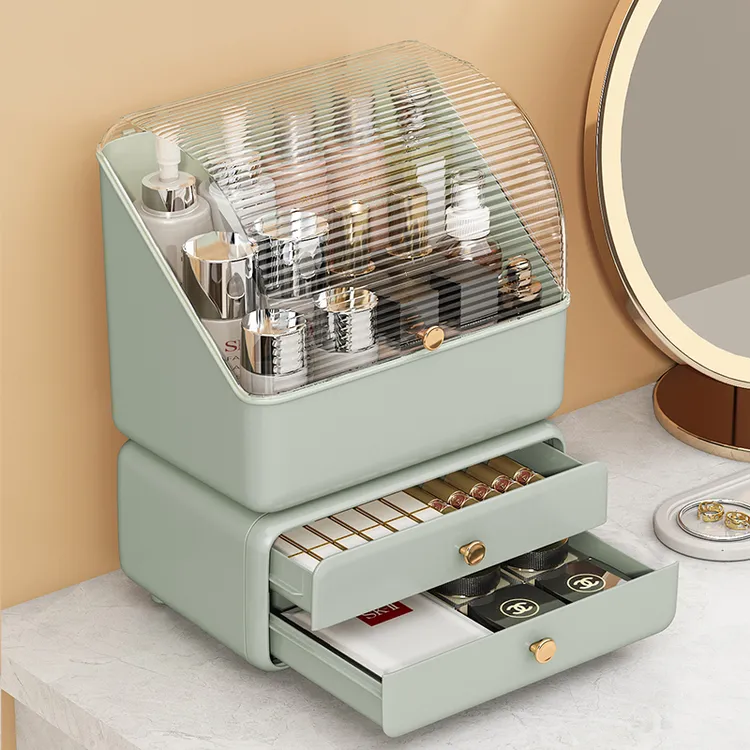 亚克力化妆品收纳盒梳妆台防尘护肤品置物架桌面化妆刷抽屉式盒子