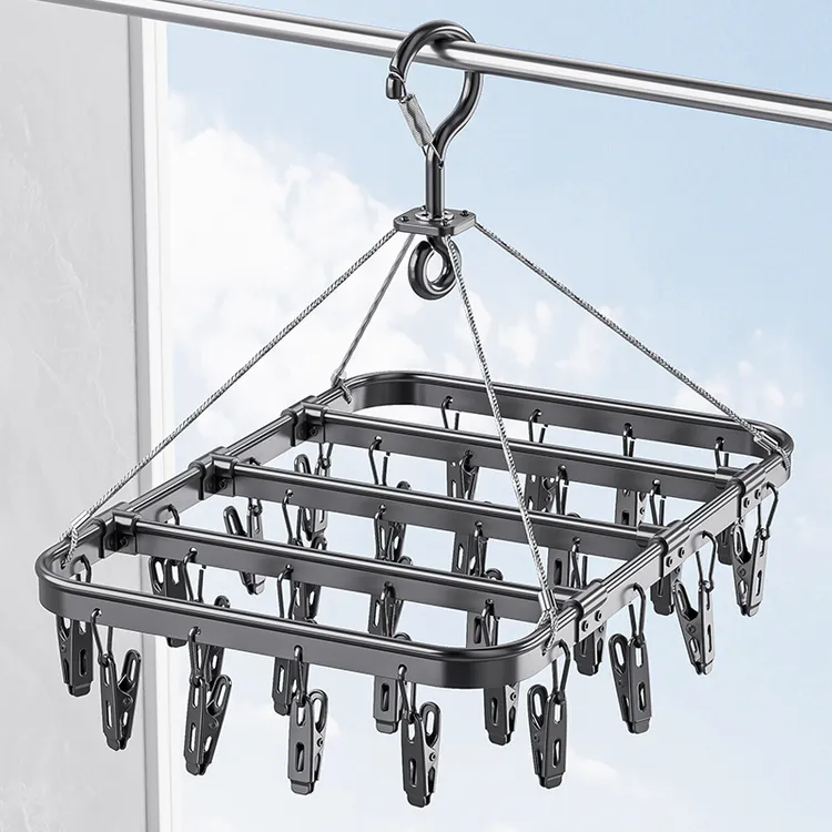 优勤铝合金袜子晾晒架多夹子家用无痕不锈钢晾衣架阳台晒袜子神器