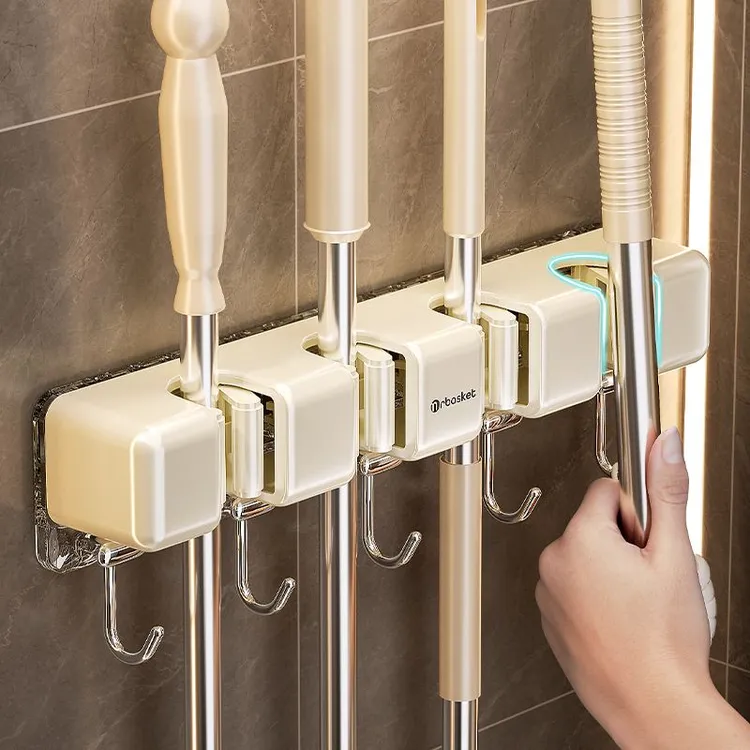 优勤拖把壁挂夹免打孔强力承重卫生间墙上挂钩扫把固定架收纳神器