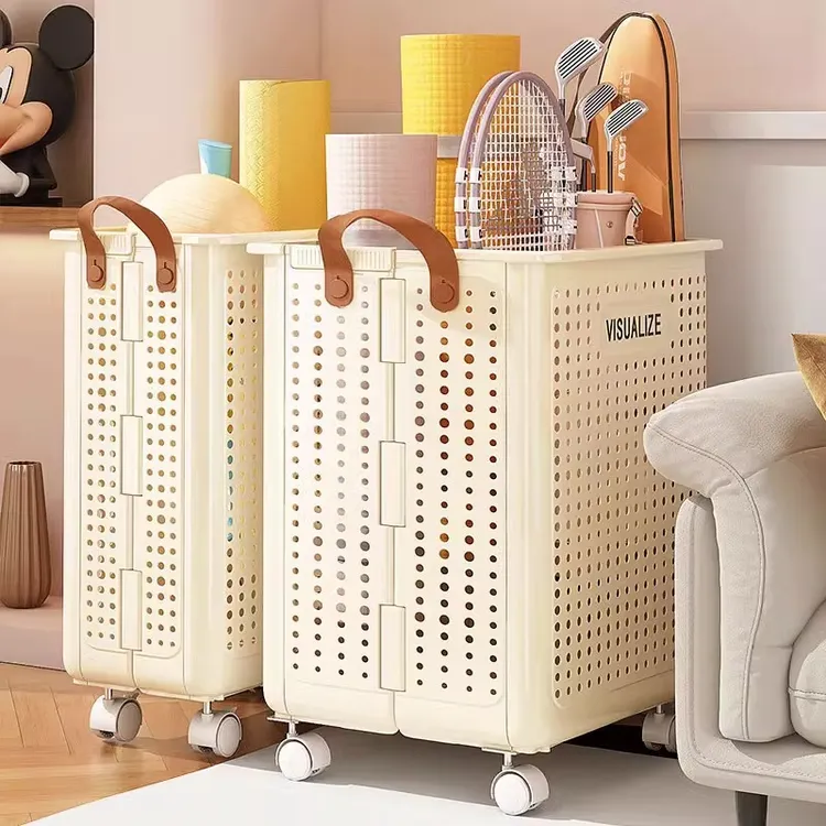 优勤瑜伽垫收纳筐带轮家用健身器材羽毛球拍收纳推车运动收纳神器