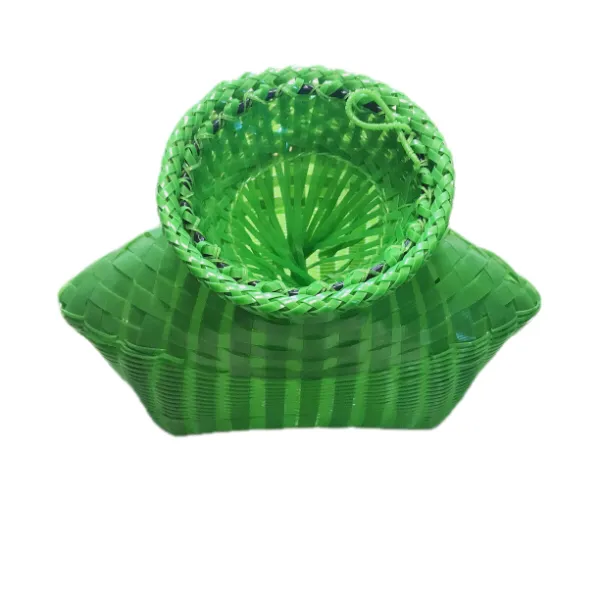 华姐手工编织手工艺特色全手工塑钢带编织小鱼篓民间特色黄鳝篓