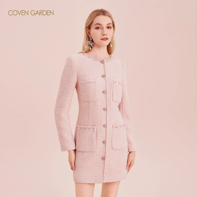 哥文花园粉色小香风连衣裙CLA4086120