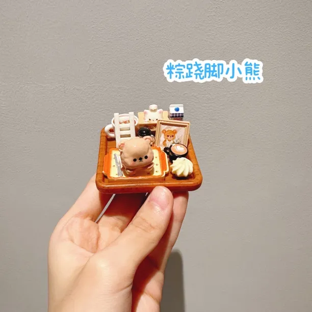 手工DIY棕跷脚小熊冰箱贴