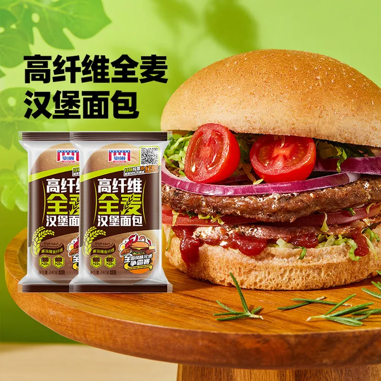 曼可顿全麦美式汉堡胚高纤维面包胚早餐半成品笋1g