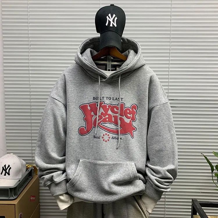 卫衣男秋冬新款字母印花加绒保暖加厚保暖潮牌运动青少年休闲帽衫