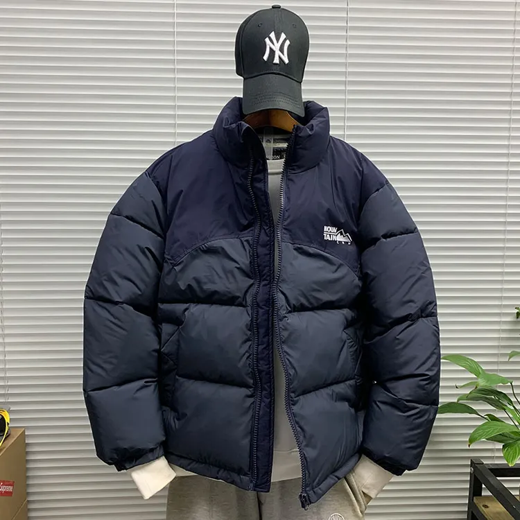 日系潮牌立领短款拼接撞色棉衣外套男士冬季新款加厚保暖休闲棉服