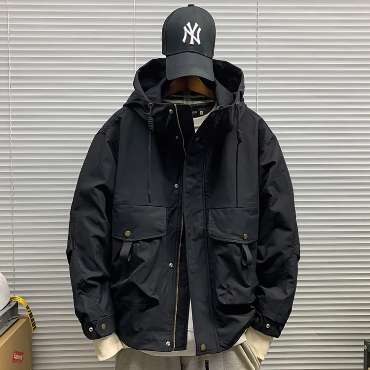 美式潮牌工装连帽夹克男休闲宽松运动春秋户外机能风百搭山系外套