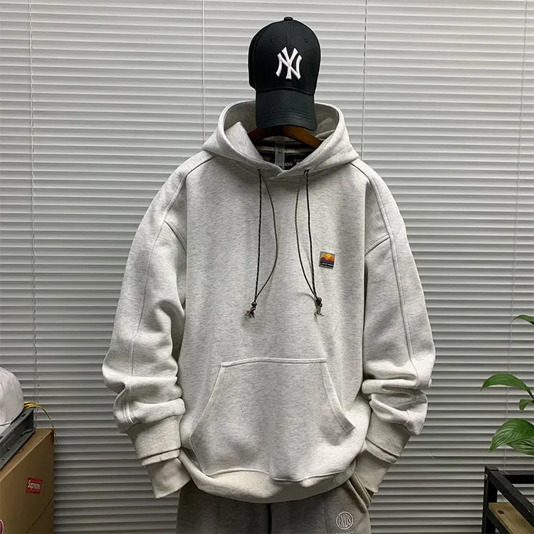 日系潮牌连帽卫衣外套男士春秋新款休闲宽松运动百搭情侣套头帽衫