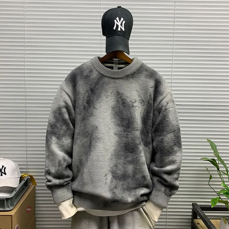 毛衣男士圆领提花高品质秋冬新款休闲宽松内搭潮牌百搭休闲针织衫