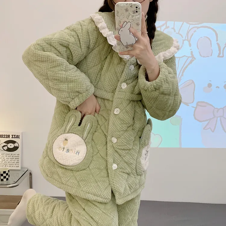 【三层夹棉】冬季月子服孕妇睡衣加厚加绒保暖喂奶家居服11月12外出