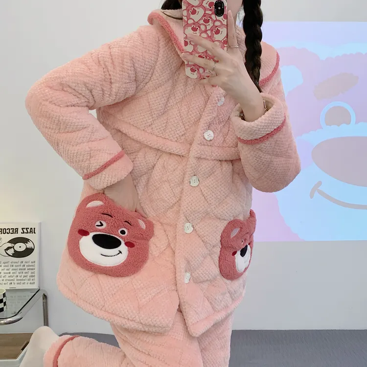 【三层夹棉】冬季月子服孕妇睡衣加厚加绒保暖喂奶家居服11月12外出