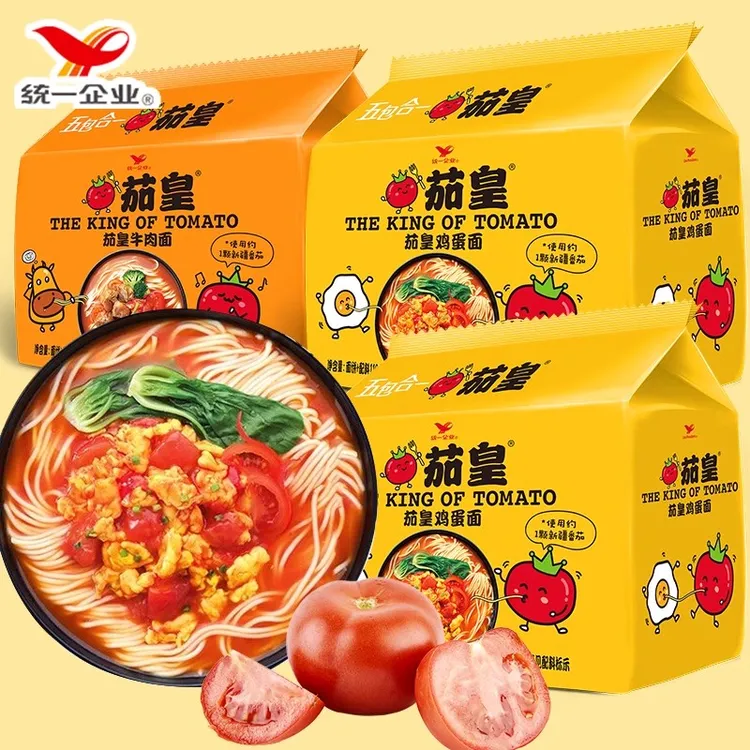 统一茄皇新疆番茄鸡蛋面方便面袋装整箱西红柿茄黄牛肉面泡面拉面