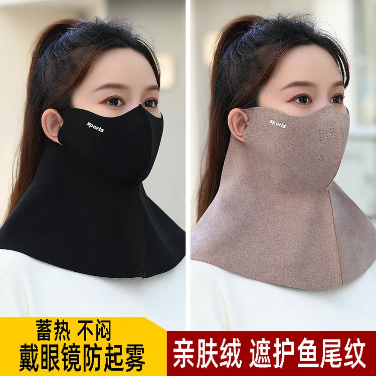 口罩女秋冬季高颜值全脸防风防寒加绒保暖透气围脖一体男骑车面罩