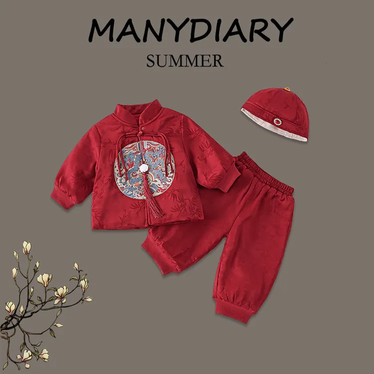 MANY DIARY童装冬季2025新款中式婴儿宝宝唐装周岁礼服拜年服套装