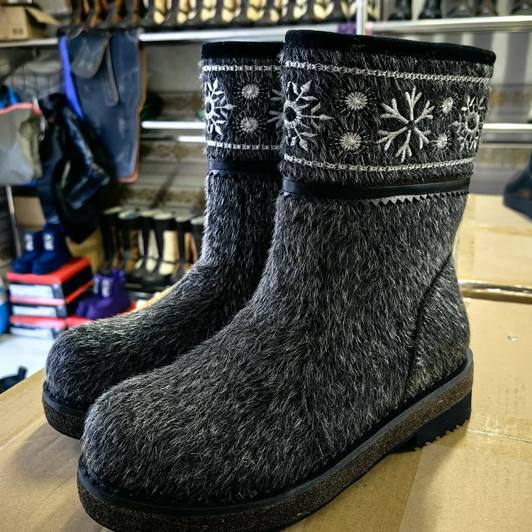 毛毛靴子，男女冬季厚底