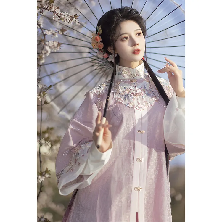 静还决 涧花轻 原创明制汉服套装粉色新款新中式日常毕业季