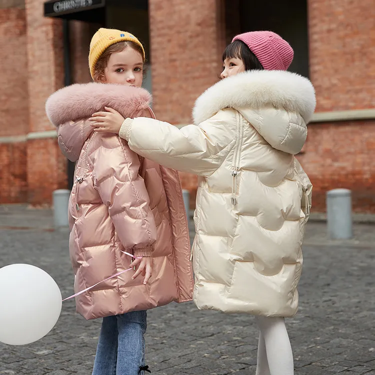 儿童羽绒服女童中长款2025新款洋气冬季中大童女孩童装免洗外套