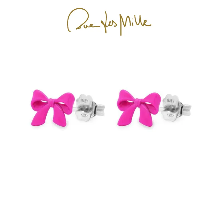 合金珐琅耳饰 RuedesMille芭比粉蝴蝶结耳钉女时尚耳饰OR022M1VAU