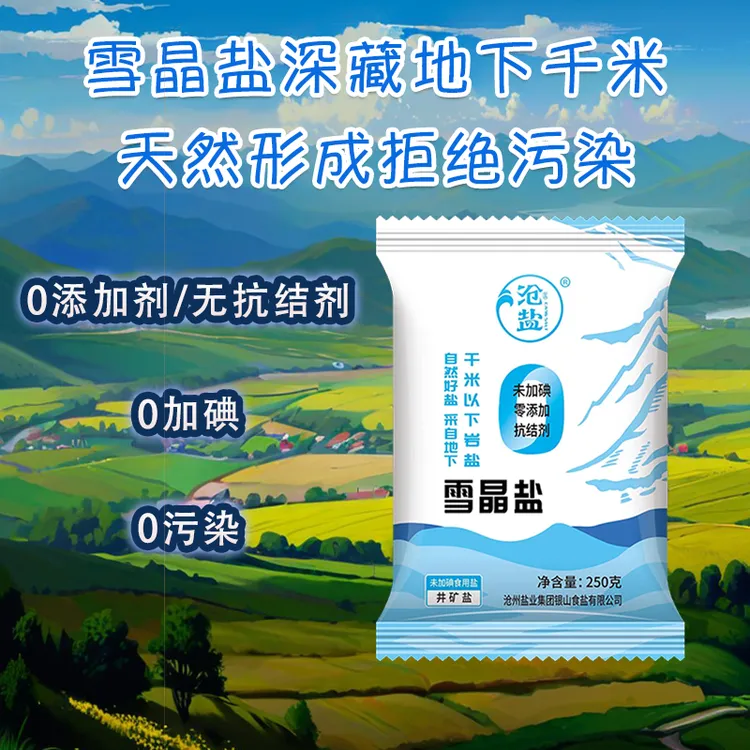 雪晶盐10袋四川自贡深矿盐无碘食用盐家用无添加食盐炒菜提鲜