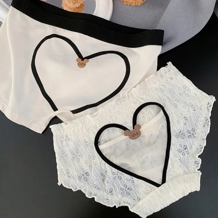 爱心仪式感~情侣内裤夏季男女士一男一女性感纯欲白色三角平角裤