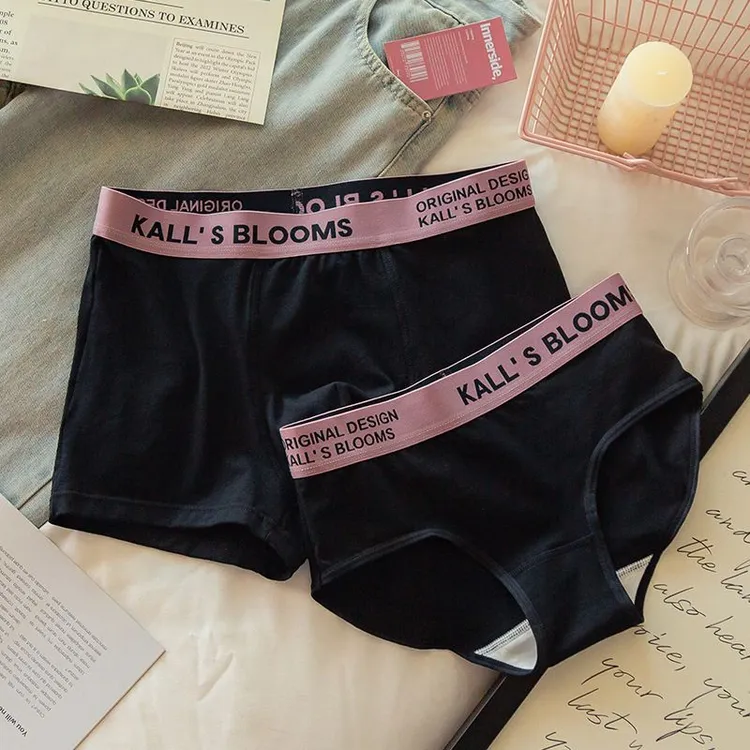 黑夜魅影~情侣内裤95棉一男一女时尚简约运动宽松大码平角三角裤