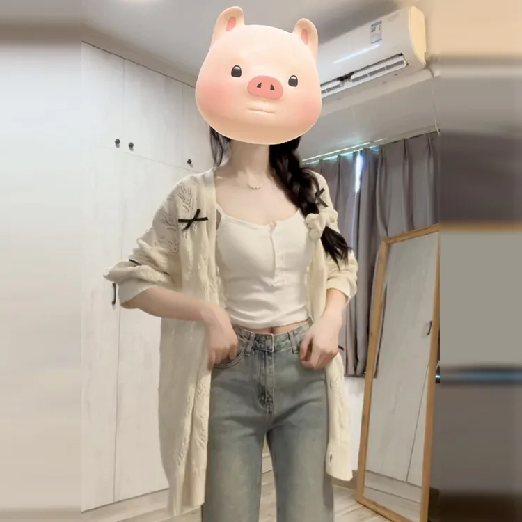 韩系设计感镂空蝴蝶结毛衣开衫女夏季2024年新款慵懒风针织衫上衣