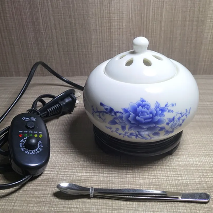 电香炉熏香插电子精油沉檀香粉陶瓷家用室内调温定时加热香薰炉