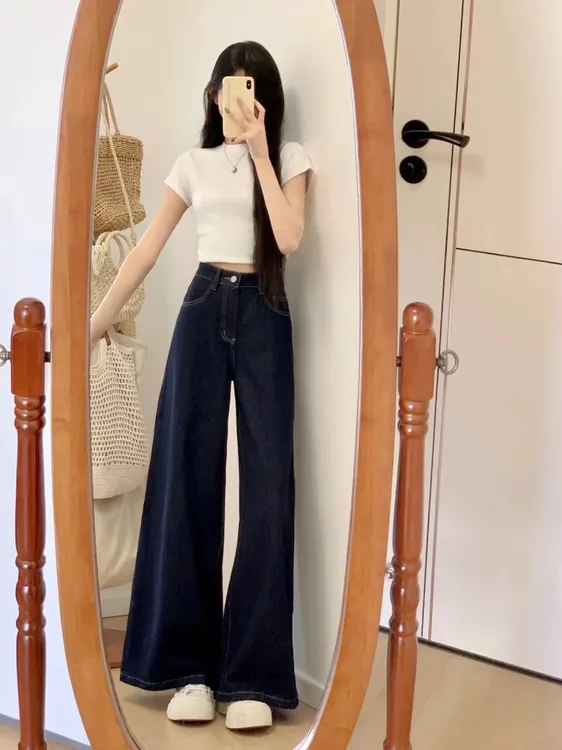 美式正肩短袖t恤女夏季女装新款U领内搭短款修身紧身打底衫上衣女